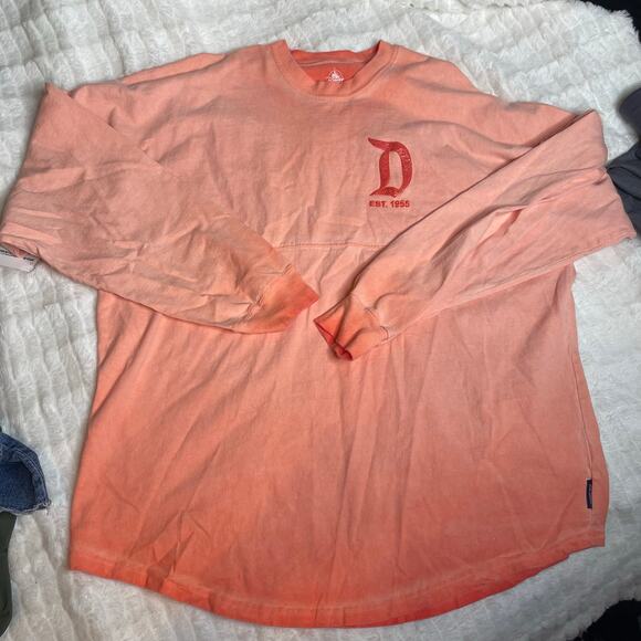 DISNEY Disneyland Ombre Pink Peach Glitter Longsleeve Spirit Jersey Medium - Picture 1 of 4